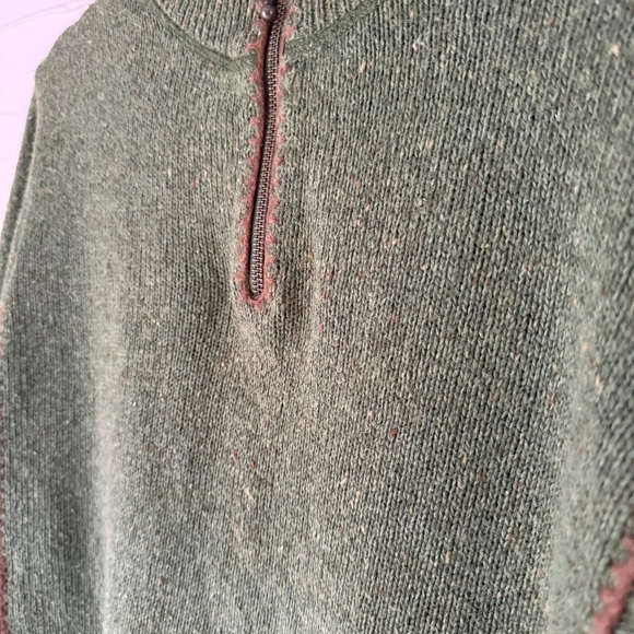 WOOL | Vintage Woolrich Half-Zip Sweater - Moss Heather Green - Size L - Picture 3 of 5
